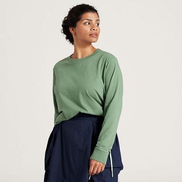 Women's Allbirds Allgood Cotton Long Sleeve T Shirts Green | NZ1741NW